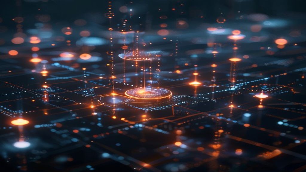 A sleek upgrade visualization showing interconnected digital nodes transforming upward with glowing pathways, symbolizing AI evolution and capability enhancement. Floating interface elements displayin