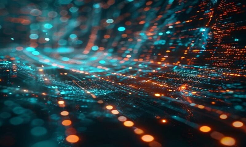 Abstract visualization of mathematical proofs flowing through neural networks, with glowing code symbols and geometric verification checkmarks materializing in digital space, cinematic, professional p