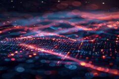 Abstract visualization of mathematical proofs flowing through code blocks, glowing geometric shapes representing formal verification, neural networks intersecting with logic gates, ethereal light trai