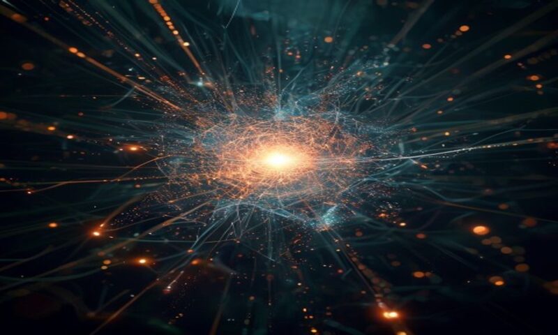 Two massive research teams converging into one glowing neural network hub, light trails flowing from multiple directions into a central intelligence core, abstract digital convergence against dark spa