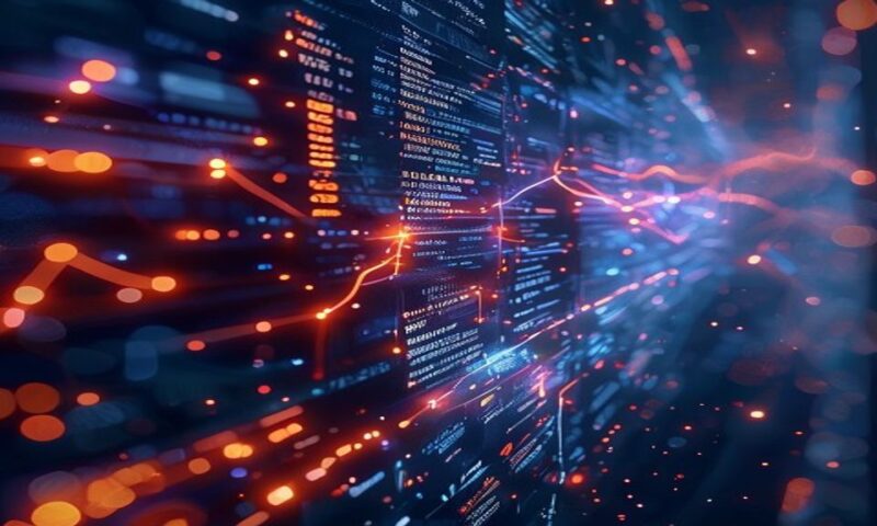 A glowing digital interface displaying real-time web search results flowing across a transparent screen, with neural network pathways lighting up in the background, representing instant information re
